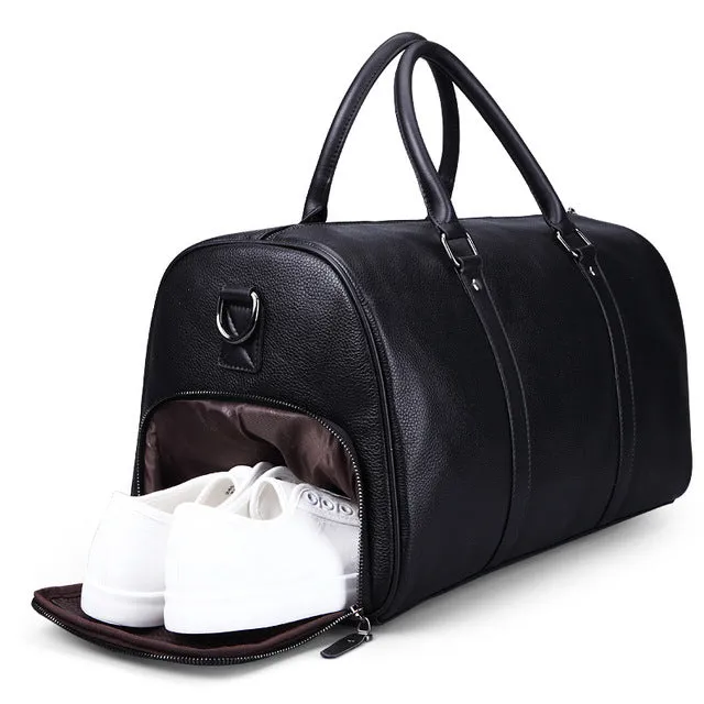 New Brand Fashion Extra Large Weekend Duffel Bag Large 100% Genuine Leather Business Men'S Travel
