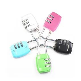 (Set of 5) 6cm Travel Luggage Padlock 3-Digit Padlock - Black / Gray / Pink / Green / Blue